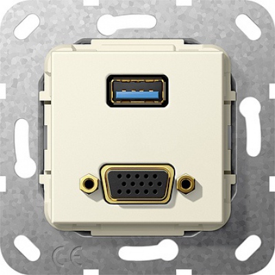 USB 3.0 A, VGA Przejściówka Urządzenie podtynk. kremowy