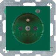 Gniazdo z uziemieniem i LED kontrolną z podwyższoną ochroną styków połysk; S.1/B.3/B.7 Glas