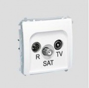 Gniazdo antenowe R-TV-SAT przelotowe (moduł); beż