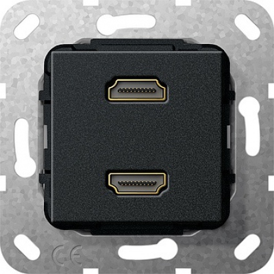 HDMI podwójny Przejściówka Urządzenie podtynk. czarny matowy