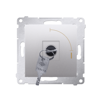 Łącznik na kluczyk chwilowy (przycisk) 2 pozycyjny „0-I” (moduł) 5A 250V, do lutowania, srebrny mat, metalizowany