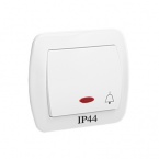 Przycisk dzwonek bryzgoszczelny IP44 z podświetleniem, 10AX, 250V~, zaciski śrubowe; biały