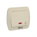 Przycisk dzwonek bryzgoszczelny IP44 z podświetleniem, 10AX, 250V~, zaciski śrubowe; beż
