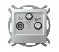 Gniazdo RTV-SAT z dwoma wyjściami SAT (srebro)