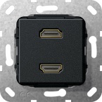 HDMI podwójny Przejściówka Urządzenie podtynk. czarny matowy