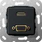 HDMI, VGA Przejściówka Urządzenie podtynk. czarny matowy