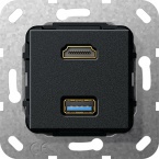 HDMI, USB 3.0 A Przejściówka Urządzenie podtynk. czarny matowy