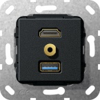 HDMI,USB3.0 A,bag m. Rozgałęźnik kabl. Urządzenie podtynk. czarny matowy