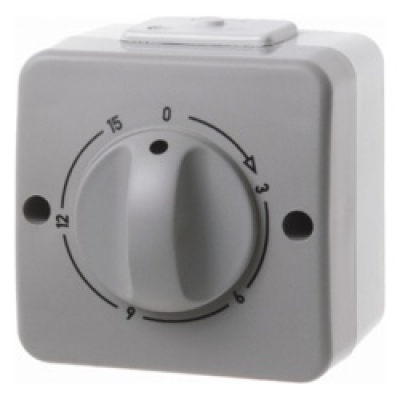 Mechaniczny zegar czasowy z pokrętłem regulacyjnym jasny szary/szary; Aquatec IP44