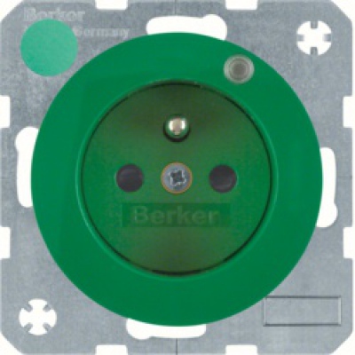 Gniazdo z uziemieniem i kontrolną diodą LED Berker R.1/R.3 połysk