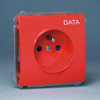 Gniazdo wtyczkowe DATA z uziemieniem – moduł - czerwone