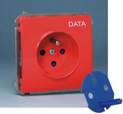 Gniazdo wtyczkowe DATA z uziemieniem i kluczem uprawniającym – moduł - czerwone
