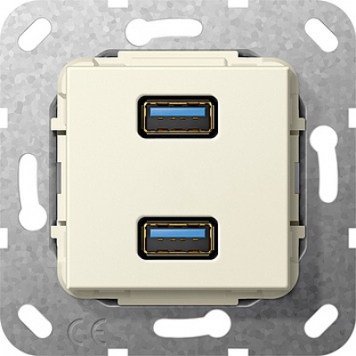 USB 3.0 A podwójny Rozgałęźnik kabl. Urządzenie podtynk. kremowy
