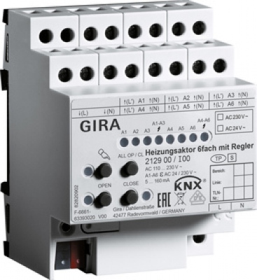 KNX, wyrobnik grzewczy 6x z regulatorem