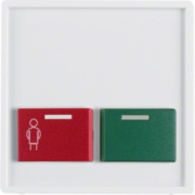 Element centralny z czerwonym przyciskiem przywoławczym i zielonym Abstelltaste; śnieżnobiały, aksamit; Q.1