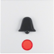  Berker Klawisz z czerwoną soczewką i wyczuwalnym symbolem do "dzwonek"; śnieżnobiały; S.1/B.1/B.3/B.7 Glas