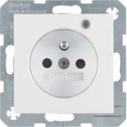  Berker Gniazdo z uziemieniem i LED kontrolną z podwyższoną ochroną styków; śnieżnobiały, mat; S.1/B.1/B.3/B.7 Glas