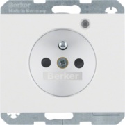  Berker Gniazdo z uziemieniem i LED kontrolną z podwyższoną ochroną styków; śnieżnobiały, połysk; K.1