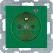  Berker Gniazdo z uziemieniem i LED kontrolną z podwyższoną ochroną styków mat; S.1/B.1/B.3/B.7 Glas
