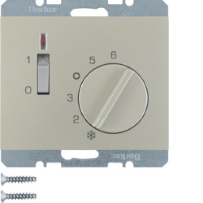 Regulator temperatury pomieszczenia 24V z zestykiem zwiernym, elementem centralnym i łącznikiem; stal szlachetna, lakierowana; K.5