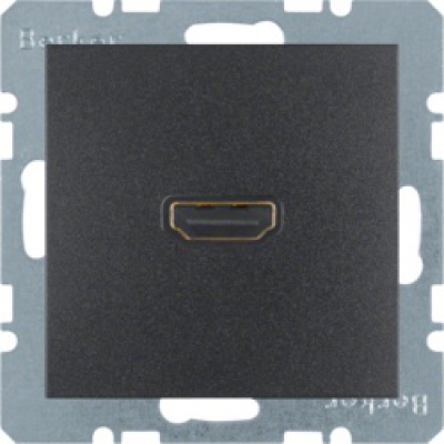 Gniazdo HDMI z przyłączem 90°; antracyt, mat; B.1/B.3/B.7 Glas
