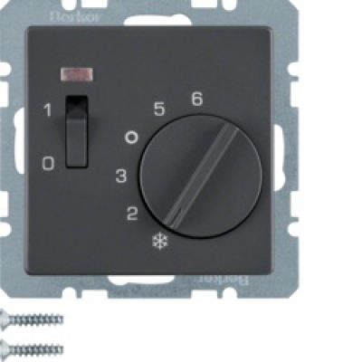 Regulator temp. pomieszczenia 24V styk rozwierny Berker Q.1/Q.3 antracyt aksamit