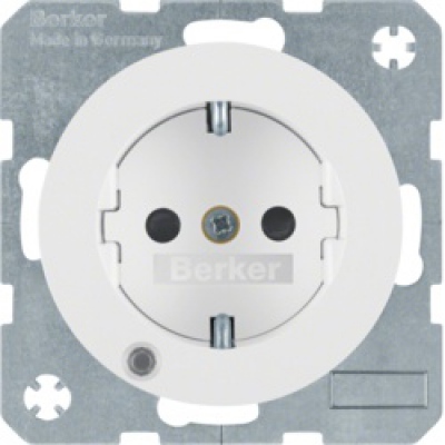 Gniazdo Schuko z diodą kontrolną LED Berker R.1/R.3 biały, połysk
