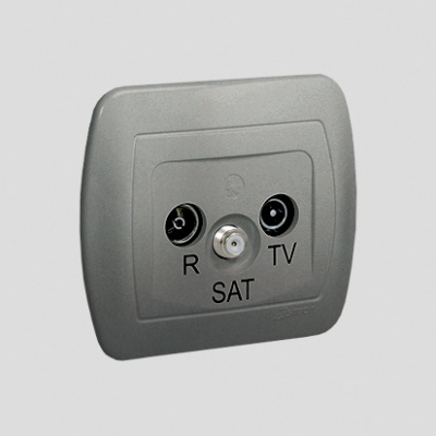 Gniazdo antenowe R-TV-SAT końcowe. Może być użyte jako gniazdo zakończeniowe do gniazd przelotowych R-TV-SAT; srebrny (met.)