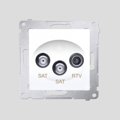 Gniazdo antenowe satelitarne podwójne SAT-SAT-RTV (moduł); białe