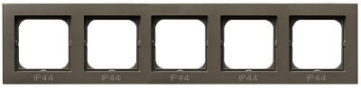 Ramka pięciokrotna do łączników IP-44 (czekoladowy metal)