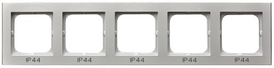 Ramka pięciokrotna do łączników IP-44 (srebro mat)