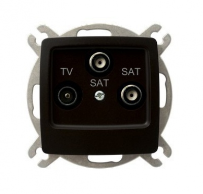 Gniazdo RTV-SAT z dwoma wyjściami SAT (czekoladowy metal)