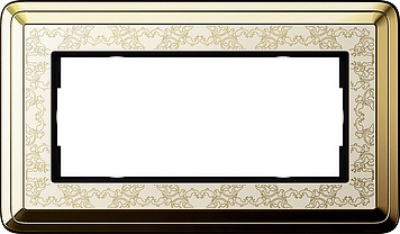 Ramka podwójna bez przegrody ClassiX Art mosiądz-kremowy