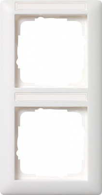 Ramka podwójna z p.opis, pionowe Standard 55 biały matowy