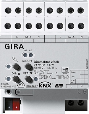 Uni wyr. ściemn. 2 x 300 W Urz. moduł. KNX