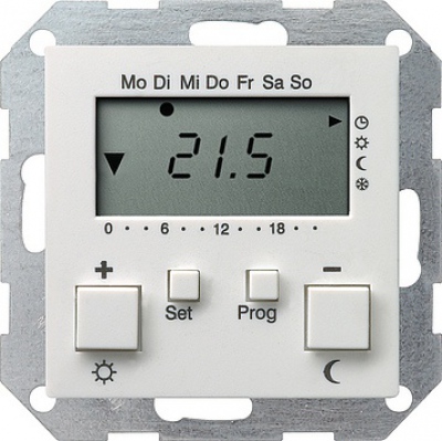 Reg. temp. 230 V z zegarem System 55 biały