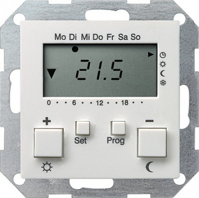 Reg. temp. 230 V z zegarem System 55 biały matowy