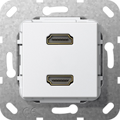 HDMI podwójny Rozgałęźnik kabl. Urządzenie podtynk. biały