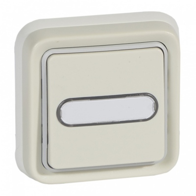 Plexo55 Przycisk Podświetlany Z Uchwytem Etykiety Biały 10ax-250v - Komplet Podtynkowy