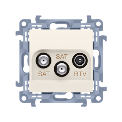 Gniazdo antenowe SAT-SAT-RTV satelitarne podwójne tłum.:1dB kremowy