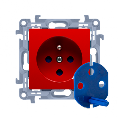 Gniazdo wtyczkowe pojedyncze DATA z kluczem uprawniającym czerwony 16A