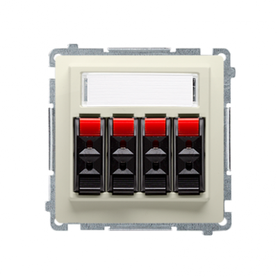 Gniazdo głośnikowe 4-krotne z polem opisowym beżowy
