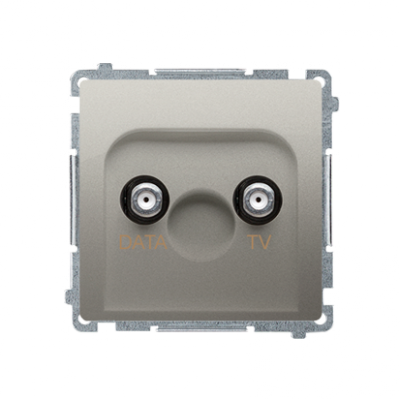 Gniazdo antenowe TV-DATA tłum.:5dB satynowy, metalizowany
