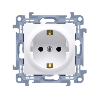 Gniazdo wtyczkowe pojedyncze z uziemieniem typu Schuko biały 16A