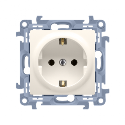 Gniazdo wtyczkowe pojedyncze z uziemieniem typu Schuko kremowy 16A