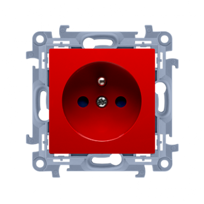 Gniazdo wtyczkowe pojedyncze z uziemieniem z przesłonami torów prądowych czerwony 16A