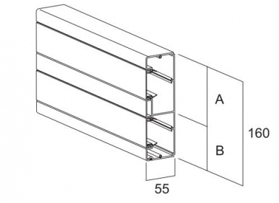 Kanał instalacyjny CABLOPLUS ALU 160×55mm Ilość komór:2 dł.:2m aluminium