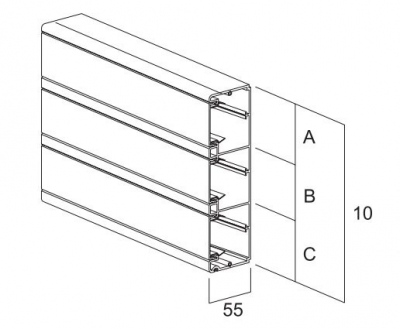 Kanał instalacyjny CABLOPLUS ALU 185×55mm Ilość komór:3 dł.:2m aluminium