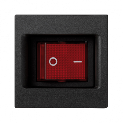 Łącznik dwubiegunowy K45 z sygnalizacja załączenia kolor: czerwony 16AX 250V 45×45mm szary grafit