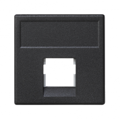 Plakietka teleinformatyczna K45 keystone pojedyncza bez osłon płaska uniwersalna 45×45mm szary grafit